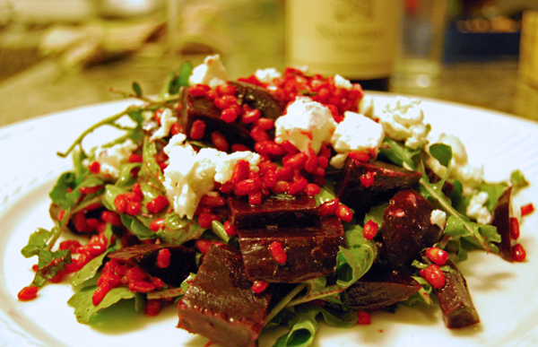 Post image for Beet Salad with Barley, Goat Cheese, Arugula & Mint