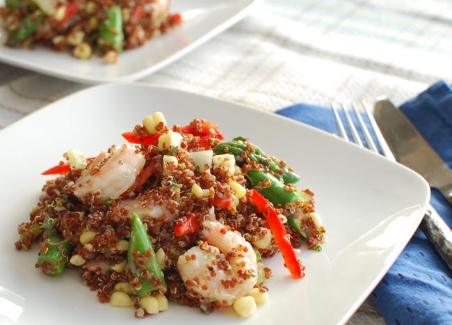 Post image for Quinoa Salad with Shrimp, Asparagus, Fresh Corn and Herb Lime Vinaigrette