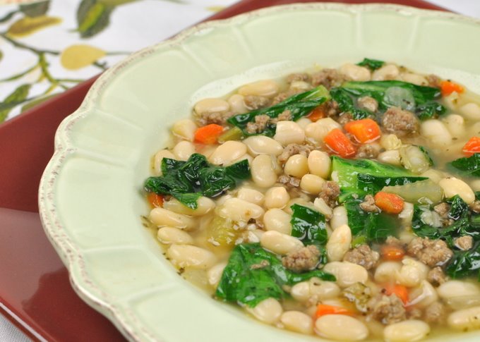 Post image for Soup Swap Party; White Bean Soup with Greens and Homemade Italian Sausage