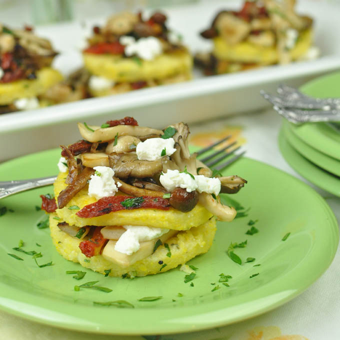 Post image for Wild Mushrooms with Polenta, Sun Dried Tomatoes and Goat Cheese
