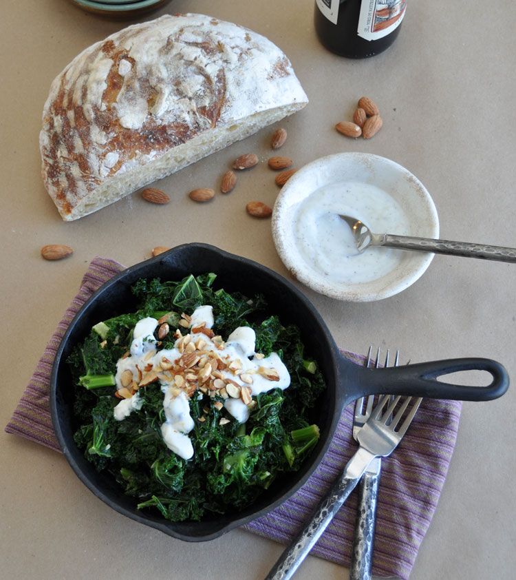 Post image for Sautéed Kale with Sumac Yogurt and Roasted Almonds