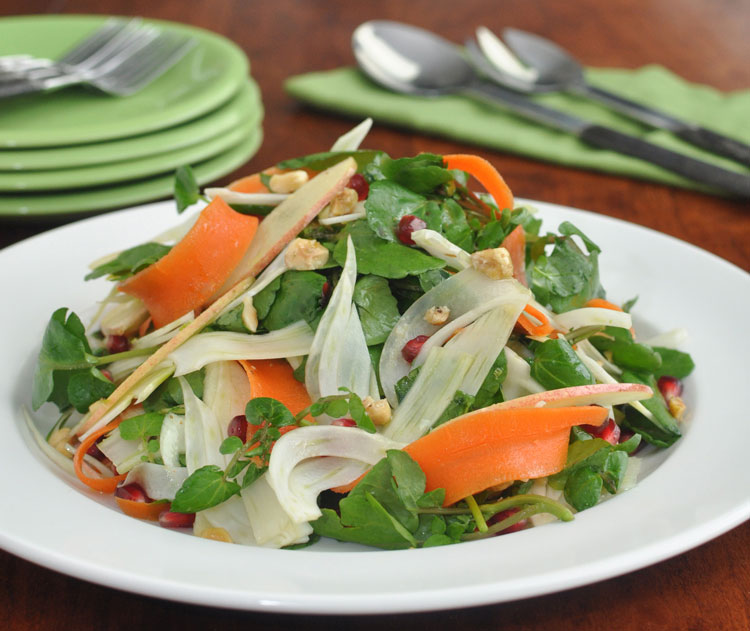 Post image for Early Spring Salad with Fennel, Watercress, Pomegranate, and Hazelnut Vinaigrette